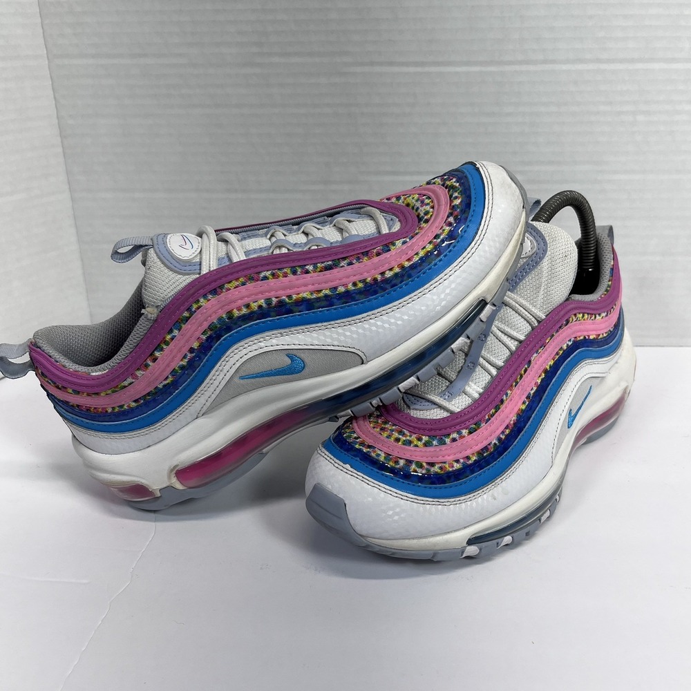 Nike Air Max 97 SE Low Girls Size 6.5Y Pink Blue White Running Shoes Sneakers